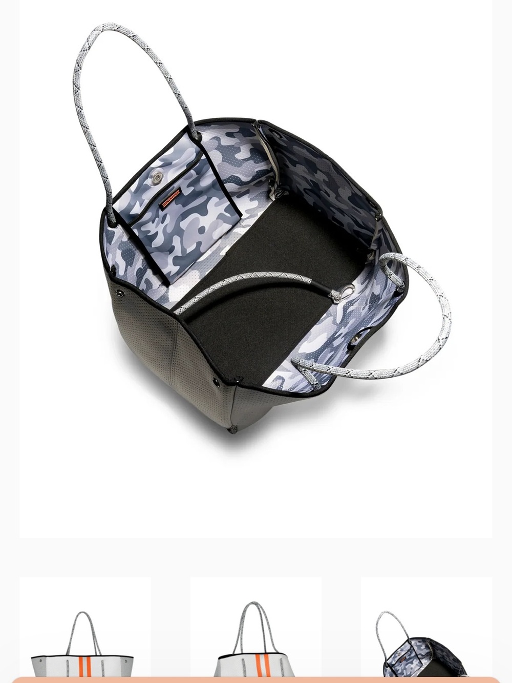 HAUTE SHORE Women's Tote with Gray Camo Interior and Black Exterior